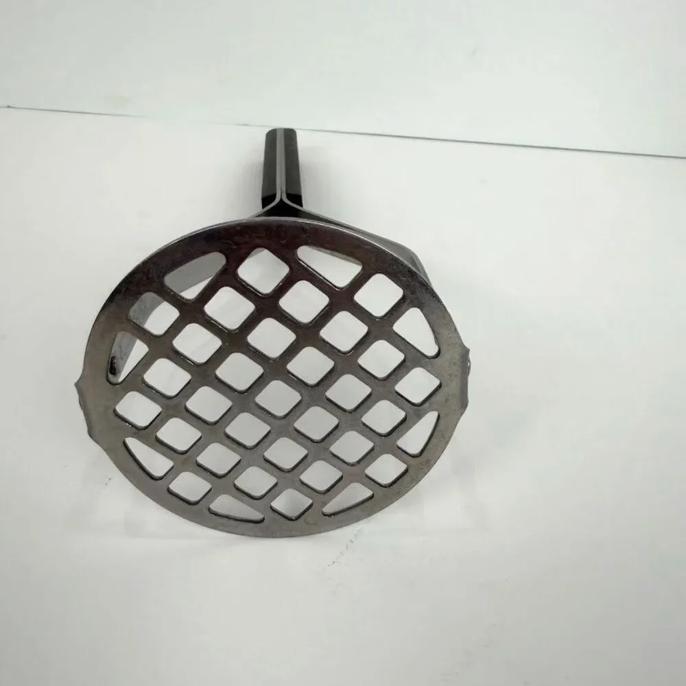 Vintage EKCO Flint Stainless Vanadium, Black Riveted Handle Potato Masher,Sturdy